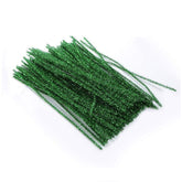 100pcs Pipe Cleaners Chenille Stems for DIY Art Supplies Craft Projects 6mmx30cm Christmas Pipe Cleaners Decoration, Glitter Green
